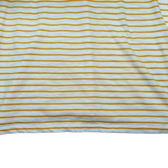 Madewell Theresa Striped Short Sleeve V Neck Top In Pollen Yellow Cotton Size 2X - Picture 10 of 13